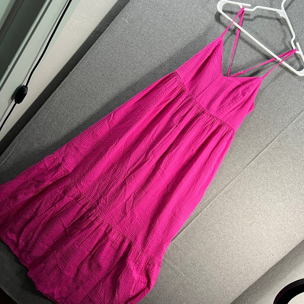 Destination 365 Regular Seersucker Maxi Dress Hot Fuchsia Small